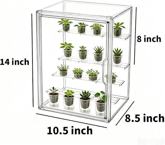 Mini Greenhouse Indoor, Clear Small Green House with Magnetic Door, Stackable Succulent Seed Starting Kit Children Nature Observation Station