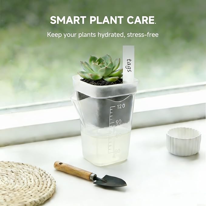 12 Pack 2.5" Small Self Watering Pots for Indoor Plants, Mini Clear Plastic Planters, Semi-Hydro, Propagation, Cuttings, Seedlings, Hoya, African Violets, Alocasia, LECA, PON,12 Plant Label (2.5-inch)