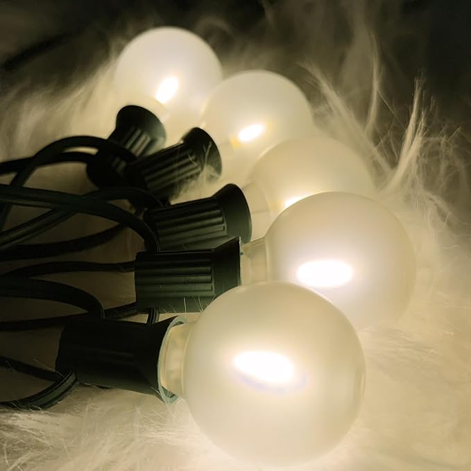 G40 LED Outdoor Christmas String Lights, 25FT Hanging Globe String Light | 25+2 Shatterproof Frosted White Lights, Connectable, Waterproof Patio Lights for Balcony Backyard Pergola Decor, Green Wire