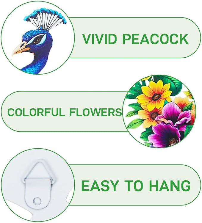 dreamskip Metal Peacock Wall Decor, Tropical Birds Iron Wall Art, Outdoor Metal Garden Wall Decors Sculptures for Patio Fence Living Room Housewarming Gifts
