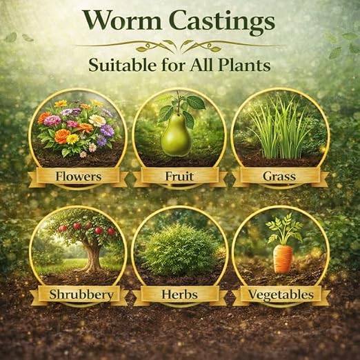 Worm Castings for Plants, 1 QT (1.5lbs). Organic Soil Rebuilder and Plant Fertilizer.