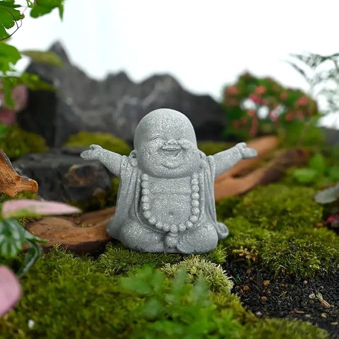 livelyfish Buddha Fish Tank Decor Asian Stone Buddha Figurines for Aquarium Zen Garden Fish Tank Statue Decorations Mini Stone Buddha Zen Garden Sculptures Decor,Gift, E