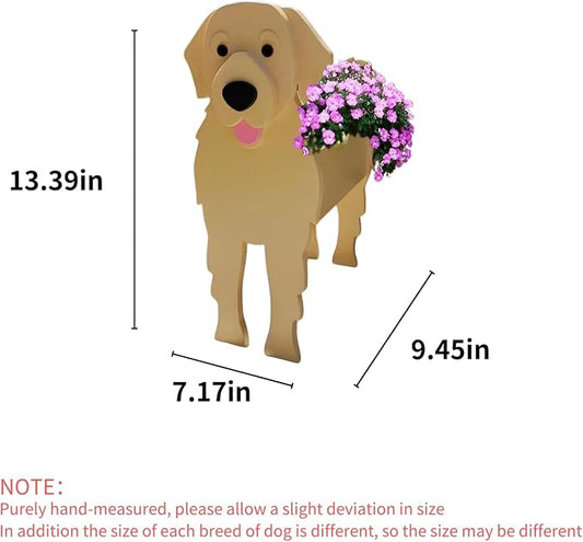 Golden Retriever Dog Planter Pots, 9.45 x 7.17 x 13.82 Inches | Dog Flower Pot, Cute Animal Shaped Plant Pot, Gifts for Women & Pet Lovers, Indoor Outdoor Garden Home Office Decor