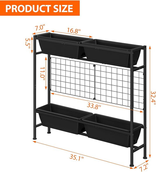 OYEAL Raised Garden Bed 32" Tall Elevated Planter Boxes with Trellis & Legs, Vertical Herb Garden Planter Outdoor for Gardening, Vegetables, Flowers, Herbs, Backyard, Black