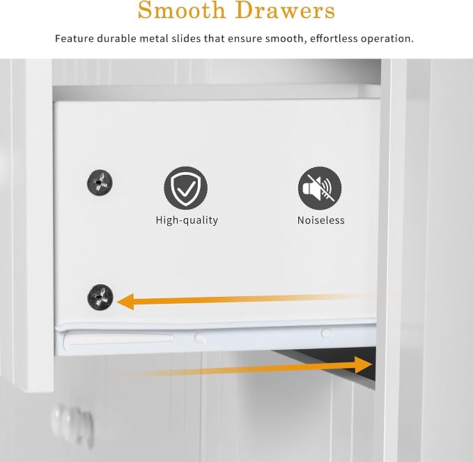 Merax Rustic Buffet Sideboard with Extendable Table, Wood Storage Cabinet with Adjustable Shelves, Multifunctional Coffee Bar for Living Room Kitchen Dining Room White