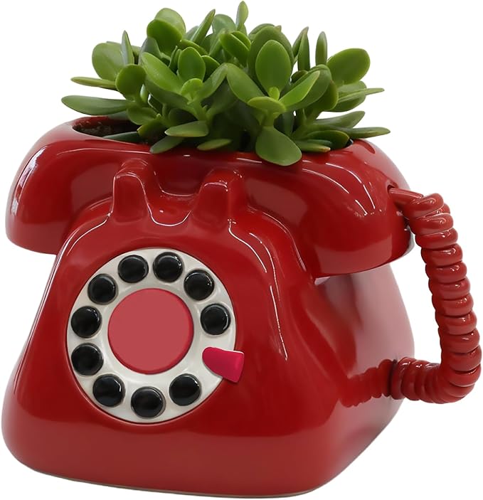 Streamline Imagined Ceramic Flower Planter Pot - Vintage Phone