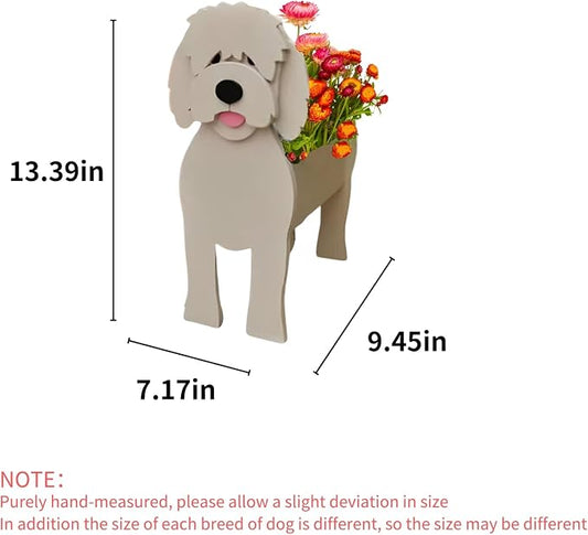 Golden Doodle Dog Planter Pots, 9.45 x 7.17 x 13.82 Inches | Dog Flower Pot, Cute Animal Shaped Plant Pot, Gifts for Women & Pet Lovers, Indoor Outdoor Garden Home Office Decor