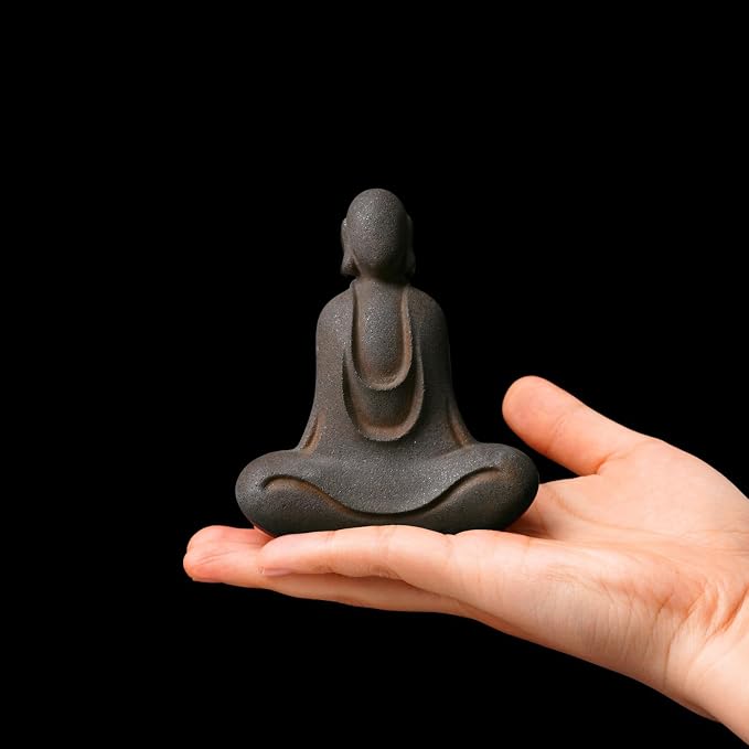 Faceless Buddha Statue - Solid Cast Iron Buddha Figurine, Indoor Outdoor Zen Decor for Spiritual Room Meditation
