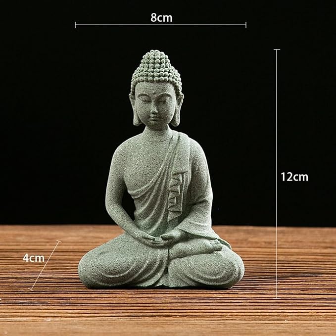 Garden Buddha Resin Stone Statue for Outdoor and Indoor Zen Decor Sandstone Effect Lawn Ornament for Home and Garden Landscaping or Meditation Space(D)