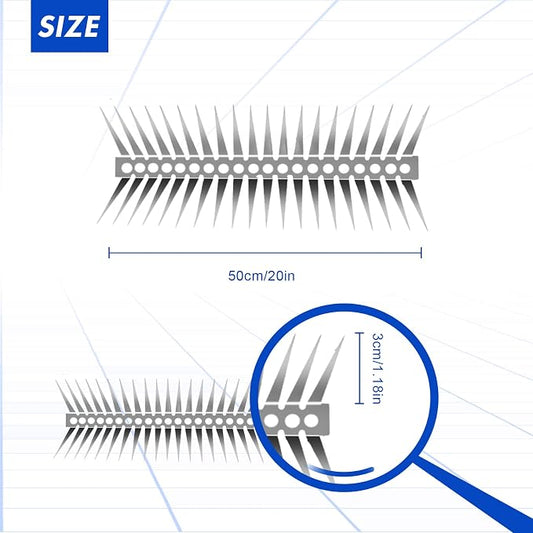Bird Spikes - Stainless Steel Fence Spikes for Pigeons, Raccoons, Snakes - Deterrent Defender (20inch)