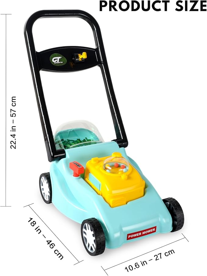 Kids Lawn Mower with Realistic Grass-Cutting Action and Sounds – No Batteries Required | Fun Outdoor Push Toy, Birthday Gift & Holiday Present for 3, 4, 5, 6 Year Old Boys and Girls (Blue)