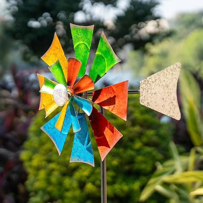 Viveta Metal Wind Spinners Outdoor, Colorful Kinetic Wind Spinner | Garden Wind Sculptures & Spinners for Outdoor Patio Yard Decor