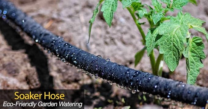 Rocky Mountain Goods Soaker Hose - Heavy duty rubber - Saves 70% water - End cap included for additional hose connect - Great for gardens/flower beds - Reinforced fittings (50-Feet by 5/8-Inch)