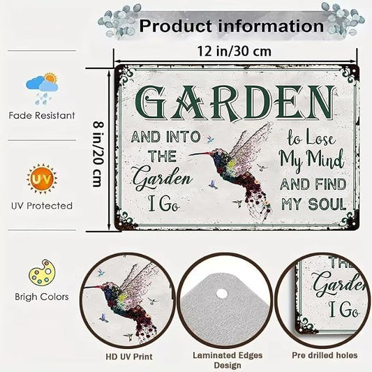 Bestylez Gardening Gifts Vintage Gardening Signs Into The Garden To Lose My Mind Tin Sign for Home Garden Greenhouse Living Room Bedroom Yard Cottage Outdoor Decor 8X12 Inch (3358)
