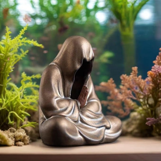 livelyfish Aquarium Buddah Statue Sandstone Zen Buddha Sculptures for Garden Fish Tank Home Decorations (G)