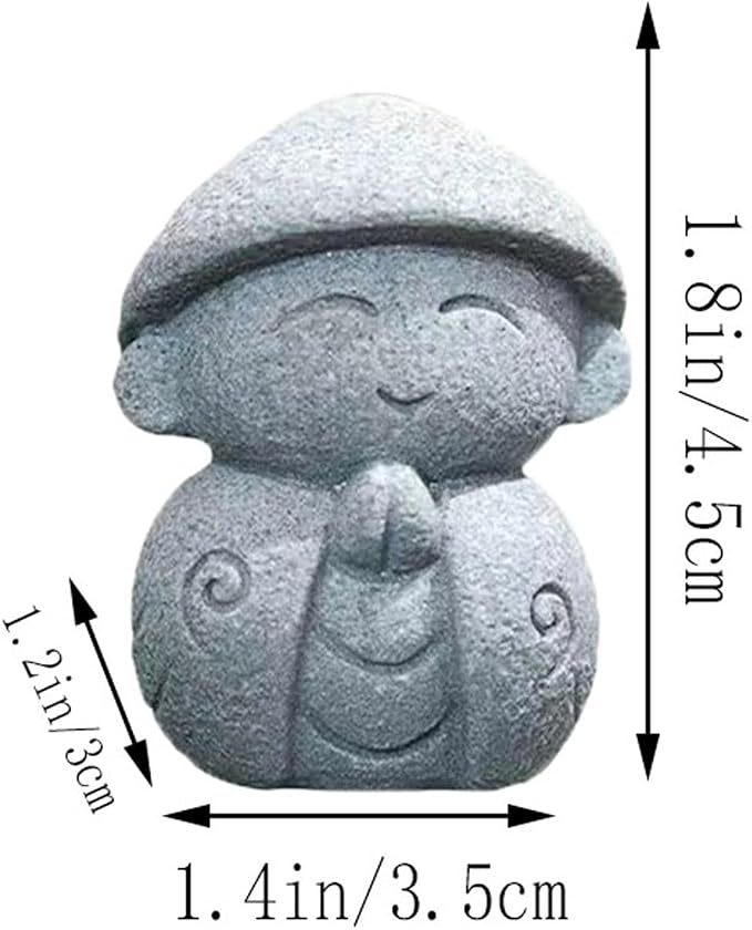 livelyfish Japanese Monk Statue Praying Zen Sandstone Mini Buddha Statues Asian Garden Sculptures for Wealth Good Luck Feng Shui Home Decor, G