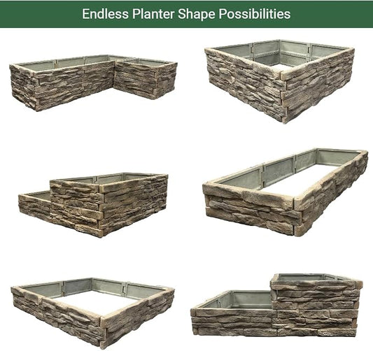 Raised Garden Bed Outdoor Tan/Brown Ledgestones Composite Polyurethane Natural Look Stone Garden Planter Box (6 Panel Pack)
