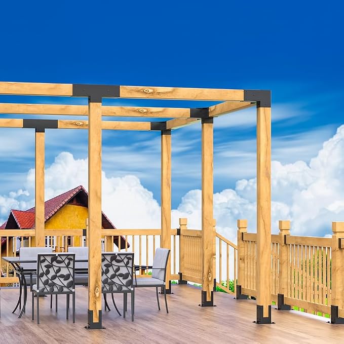 Woodwork Pergola Kit 2 Pcs- Post and Beam T Brackets - Modular Sizing Pergola Brackets Hardware fit for 4 x 4 Lumber, Heavy Duty