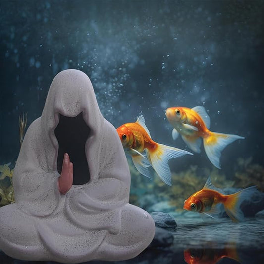 livelyfish Asian Aquarium Buddah Decor Japanese Buddhist Statue Meditation Figurine Zen Buddha Sculpture for Garden Fish Tank Home Decorations