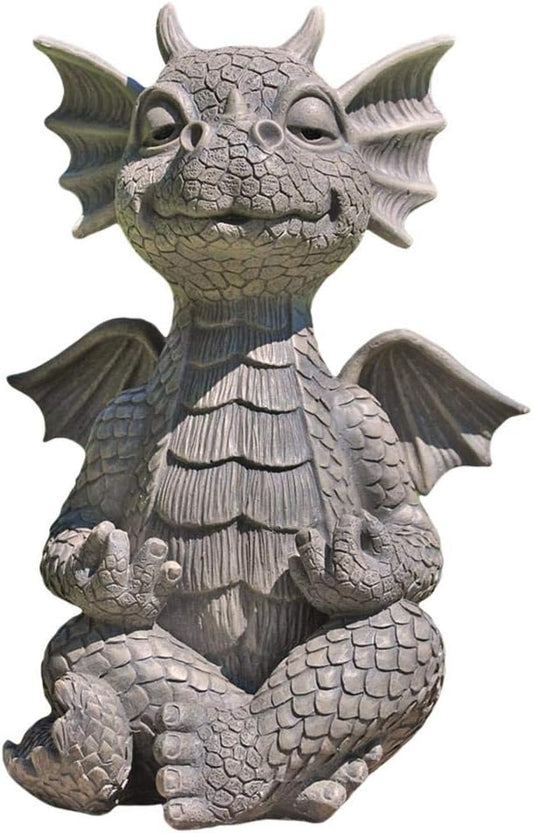 Garden Dragon Figures, Dragon Buddha Art Sculptures, Resin Dragon Statue, Zen Yoga Dragon Home Garden Decoration for Outdoor Backyard Veranda