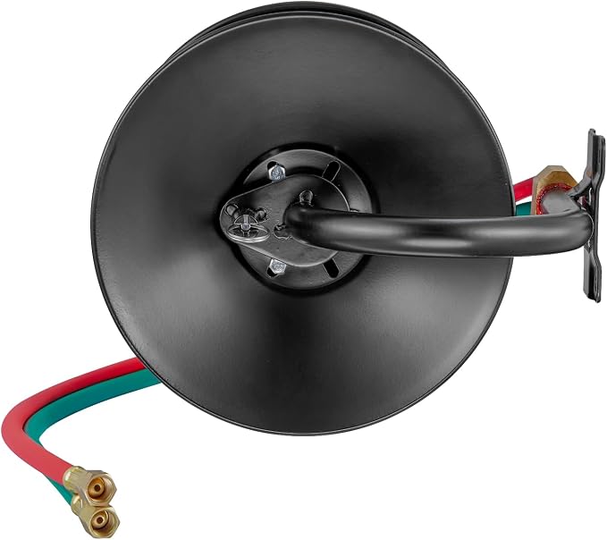 VEVOR Welding Hose Reel, Hand Crank Rewind Hose Reel with 3FT Lead-in Hose and 9/16"-18 B Fittings, Ceiling/Wall Mount Heavy Duty Steel Reel for Workshops Garages (Welding Hose Not Included)