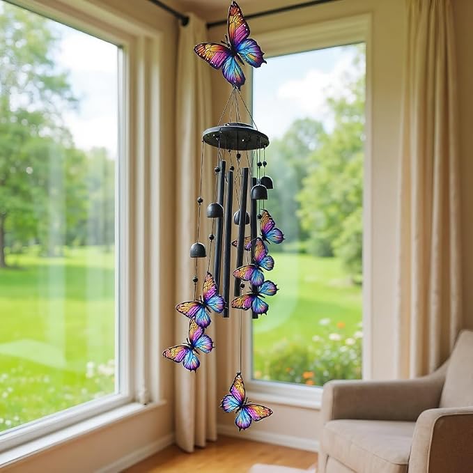 Wind Chimes for Outside,Metal Windchimes Outdoors,Wind Bells Hanging Decorate for Patio,Garden,Backyard or Porch,Gardening Gifts for Bird Lover,Women,Men/Mom,Birthday Party Decorations (Dragonfly)