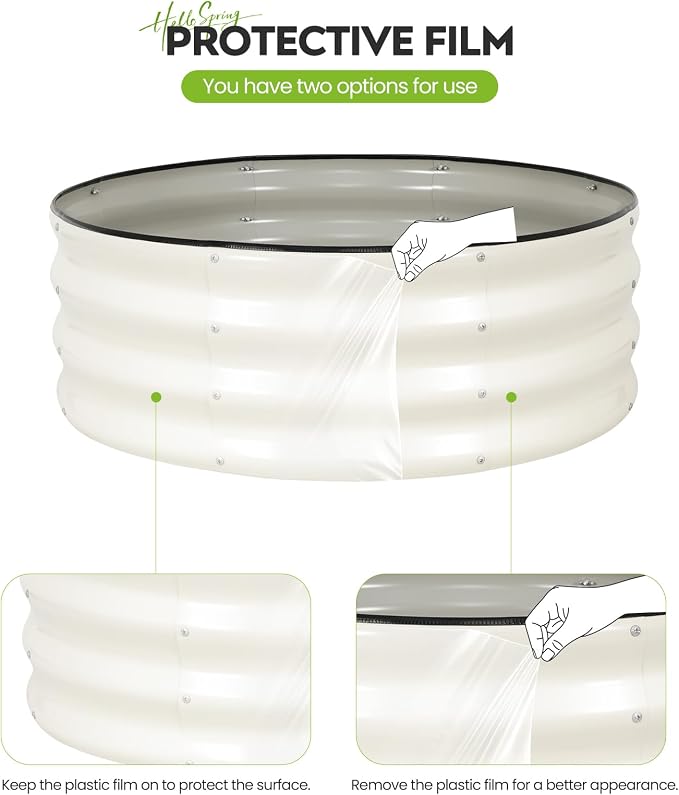Galvanized Raised Garden Bed Outdoor, Round Metal Planter Boxes 2 Pcs, 3x3x1ft Steel Raised Bed Kit for Planting Vegetables, Fruits, Flowers(White)