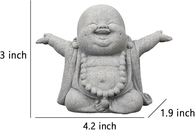 OwMell Japanese Jizo Monk Statue, Buddha Jizo Figurine Memorial Aquarium Statue Ornament - Laughing Buddha