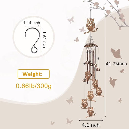 Owl Wind Chimes for Outside,Gardening Gifts for owl Lover,Women,Men,Mom,Birthday Party Decorations,Memorial Gifts,Wind Chimes Outdoors,Indoors,Room,Home,Wall,Garden,Patio,Yard Decor