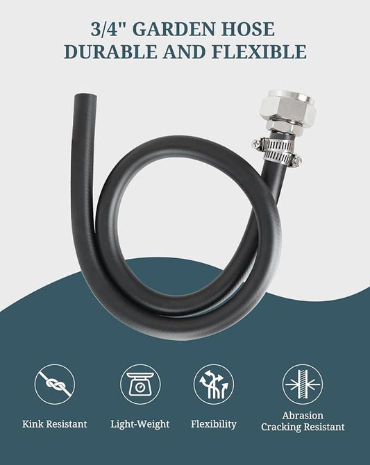 3/4" Mop Sink Hose, 2.4ft (29 inch) Heavy Duty Short Water Hose, Flexible Reinforced PVC with Stainless Steel Tightening Fixture for Mop Sink Faucet, Dehumidifier Drain, Household & Commercial
