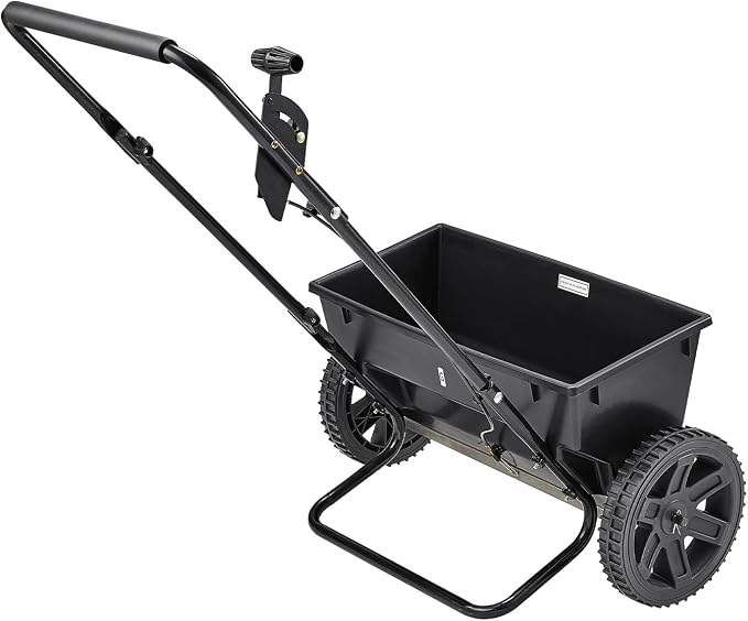 VEVOR Broadcast Spreader, 50LBS Capacity, Drop Spreader with Hopper Grate, 18 in Spreading Width & 30 Settings, 10 in All Terrain Tires, Garden & Lawn Spreaders for Seed, Fertilizer