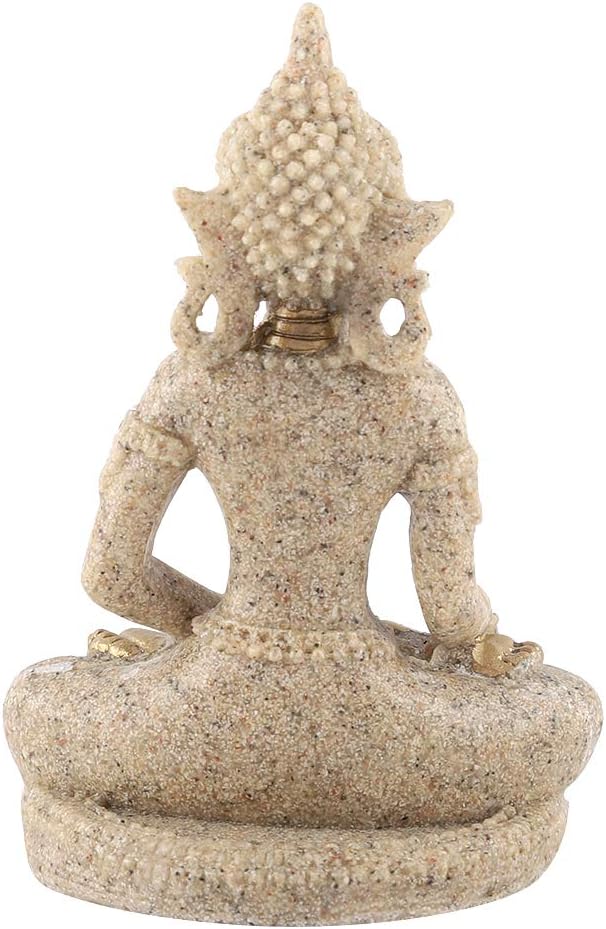 Small Buddha Statue - Figurines Decor Sandstone Sitting Meditation | Outdoor Statues for Garden Buddhist Decoration Ornament Sculpture Handmade Figurine Miniatures Home Seated Zen(Gold)