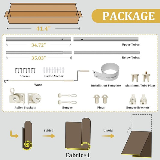 Shade&Beyond Outdoor Roller Shades with Splicing Design, 6' W x 6' H Cordless Patio Roll Up Blinds, Exterior Shade Cloth Roll for Porch, Gazebo, Pergola, Balcony, Wheat