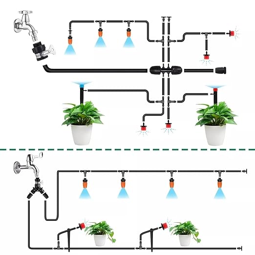 164FT Garden drip Irrigation System Kit: 299PCS Hose - Auto Garden Watering Irrigation System - with 5 Kinds of Sprayers 1/4" & 1/2" Fast-Lock Tubing - for Greenhouse, Yard, Lawn, Raised Bed