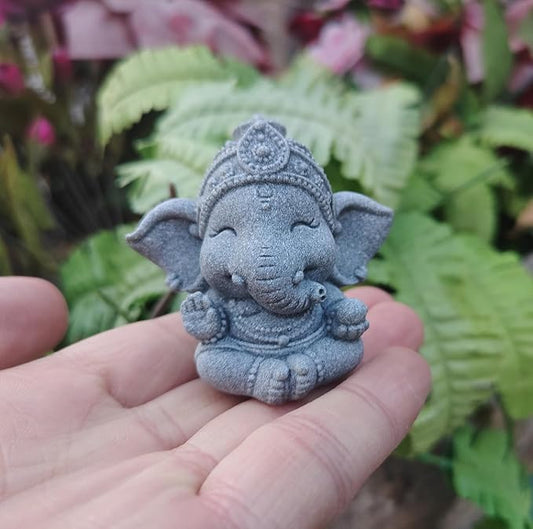livelyfish Small Elephant Statue Sandstone Figurine Hindu Meditation Buddha Sculpture for Fish Tank Aquarium Decoration (F)