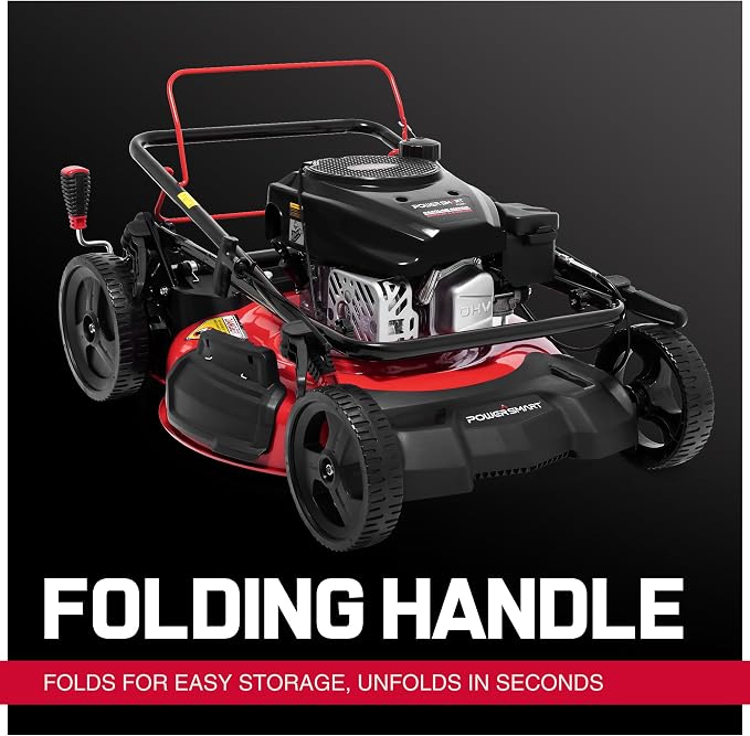 PowerSmart 21-Inch Self Propelled Gas Lawn Mower, 170cc OHV Engine, Rear-Wheel Drive, Steel Deck, 3-in-1 Walk-Behind Mower
