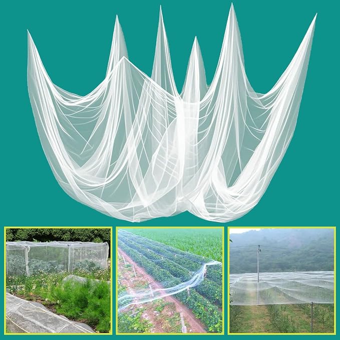 SPORTYOUTH 10x50Ft Garden Netting Ultra Fine Mesh Bird Net for Raised Beds | Insect Mosquito Bugs Barrier, Easy Cut Large Reusable Row Cover for Fruit Trees Plants Vegetable Berry Bush Patio Protection