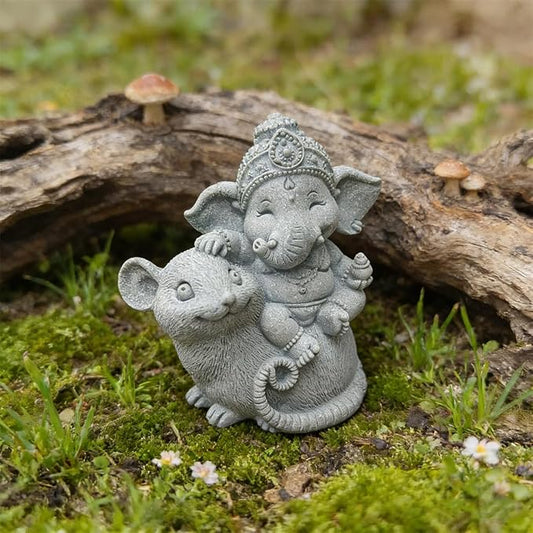 Small Elephant Statue Sandstone Figurine Hindu Meditation Buddha Sculpture for Fish Tank Aquarium Decoration (D)