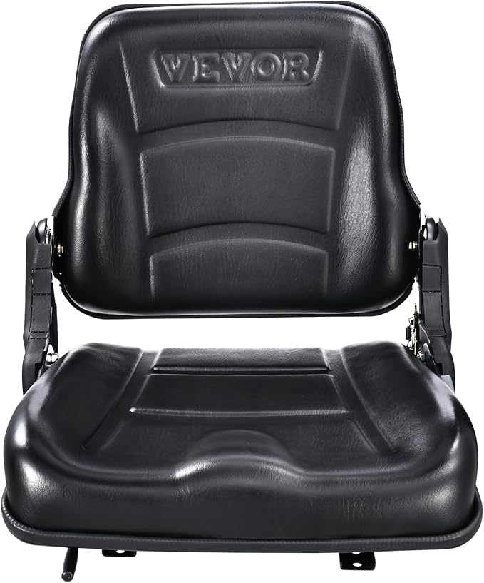 VEVOR Universal Forklift Seat, Fold Down Tractor Seat with Adjustable Angle Back and Micro Switch, 6.3-13.4 inch Extended Slot Comfortable Forklift Seat for Tractor Loader Excavator