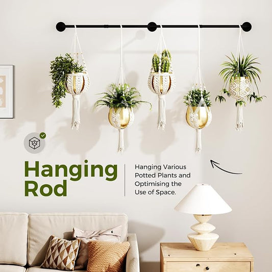 Bamworld Plant Hanger Indoor 70in Hanging Planters Rod Hanging Plant Holder for Window Plant Shelves Metal Rod,Pots Not Included