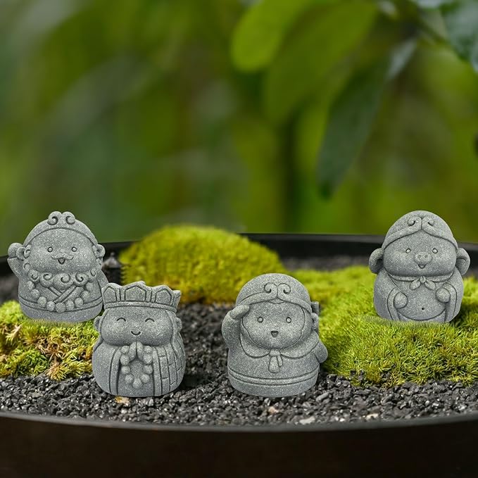 4Pcs Cute Buddha Statue Set | 2 Inch Monk Figurines of Tang Monk, Sun Wukong, Zhu Bajie & Sha Wujing for Office Desk Decor and Chinese Culture Gifts