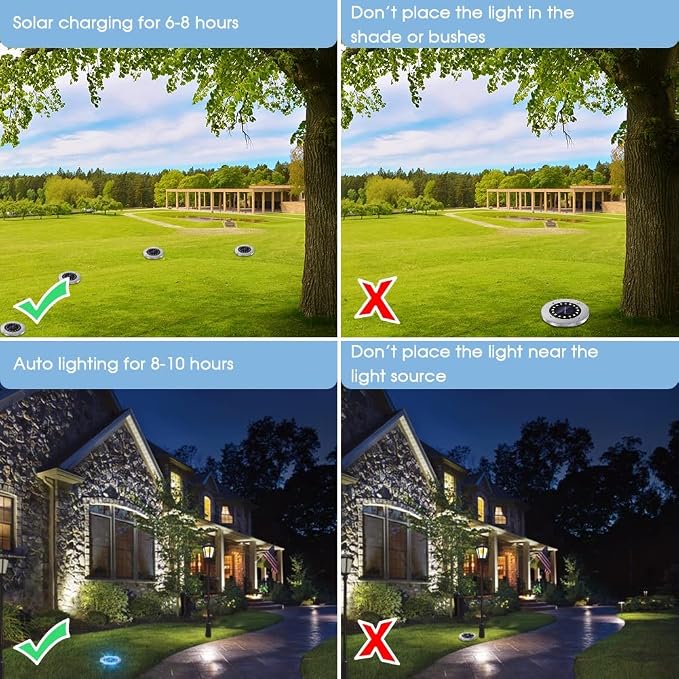 NFESOLAR Blue Solar Ground Lights Outdoor with 16 LEDs Waterproof Outdoor