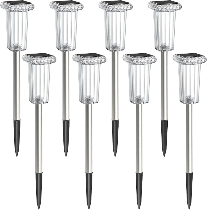 Solar Lights Outdoor 8 Pack LED Waterproof 10 Modes Pathway Outside Lights for Yard Garden Walkway Driveway Landscape Path Lighting, 3000K/4500K/6000K White & 6 Fixed Colors & Color Changing