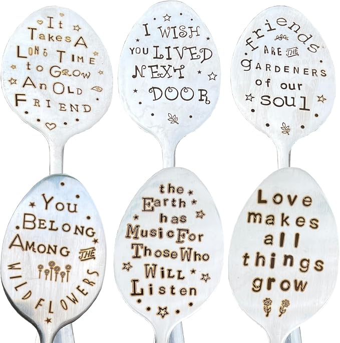 Garden Plant Marker Friendship Gift for Women Gardeners, Plant Stake Label Sign Tag Gardening Gifts for Woman Plant Lovers, Metal Garden Decoration (Made Us Friends)