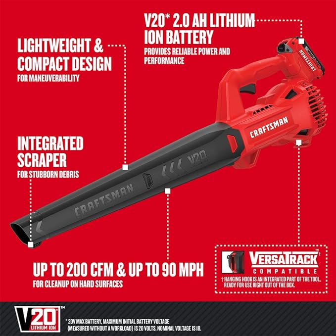 Craftsman V20 Cordless Hedge Trimmer (CMCHT810C1) and CRAFTSMAN 20V MAX Cordless Leaf Blower Kit (CMCBL710D1) Bundle