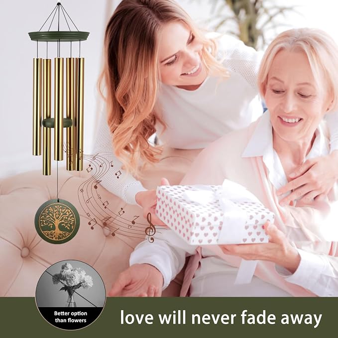 ASTARIN Memorial Wind Chimes for Outdoor & Gifts – Engraved Tree of Life, 36” Durable Metal Chimes with Soothing Melodies, Waterproof & Customizable Tones