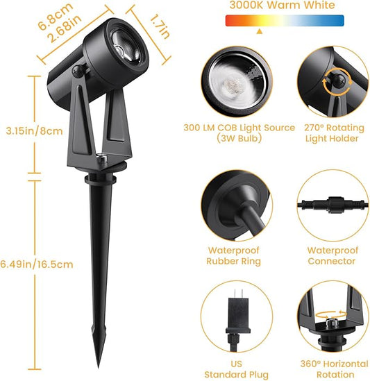 Low Voltage Landscape Lighting,8 Pack Outdoor LED Landscape Spotlights with Transformer 27V Garden Lights Pathway Lights IP65 Waterproof 3000K Warm White