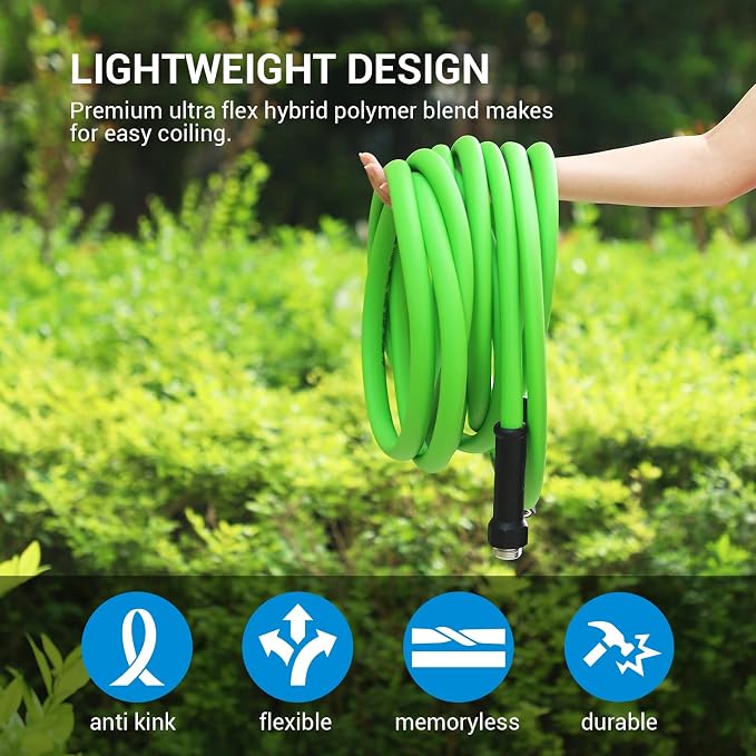 DEWENWILS Garden Hose 25 ft x 5/8", Water Hose with Swivel Handle, Heavy Duty, Lightweight, Flexible Hose for Plants, Car, Yard, 3/4 Inch Solid Fittings, Drinking Water Safe HHGH25A1