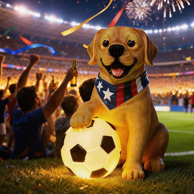 World Cup 2026 Decor, World Cup Gifts for Sports Fans, Solar Outdoor Garden Statues Lights, Dog Sculpture Garden Decor, Unique Housewarming & Yard Decoration Gifts for Women, Men, Daughter