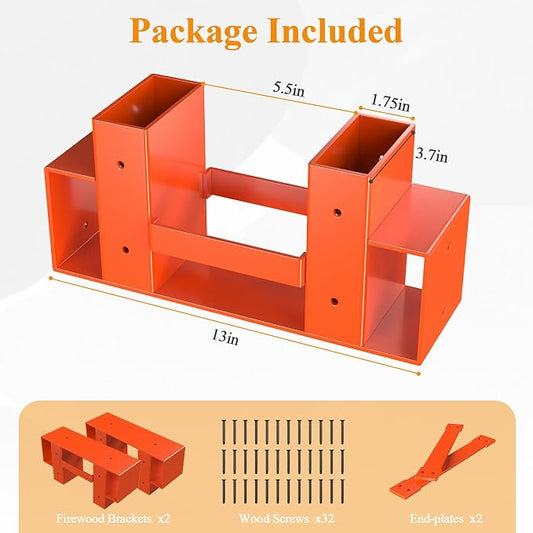 Mr IRONSTONE Firewood Rack Outdoor Indoor, Adjustable to ANY Length Firewood Log Rack Brackets Kit, Heavy Duty Fire Wood Storage Racks, Fireplace Wood Holder for Patio Deck
